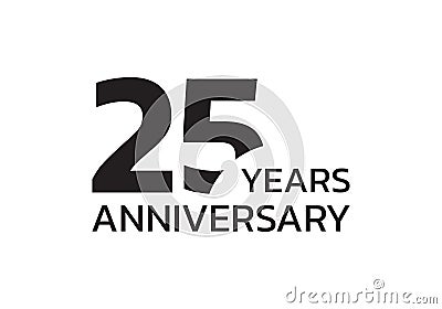 25th anniversary logo. 25 years celebrating icon or badge. Vector illustration. Vector Illustration